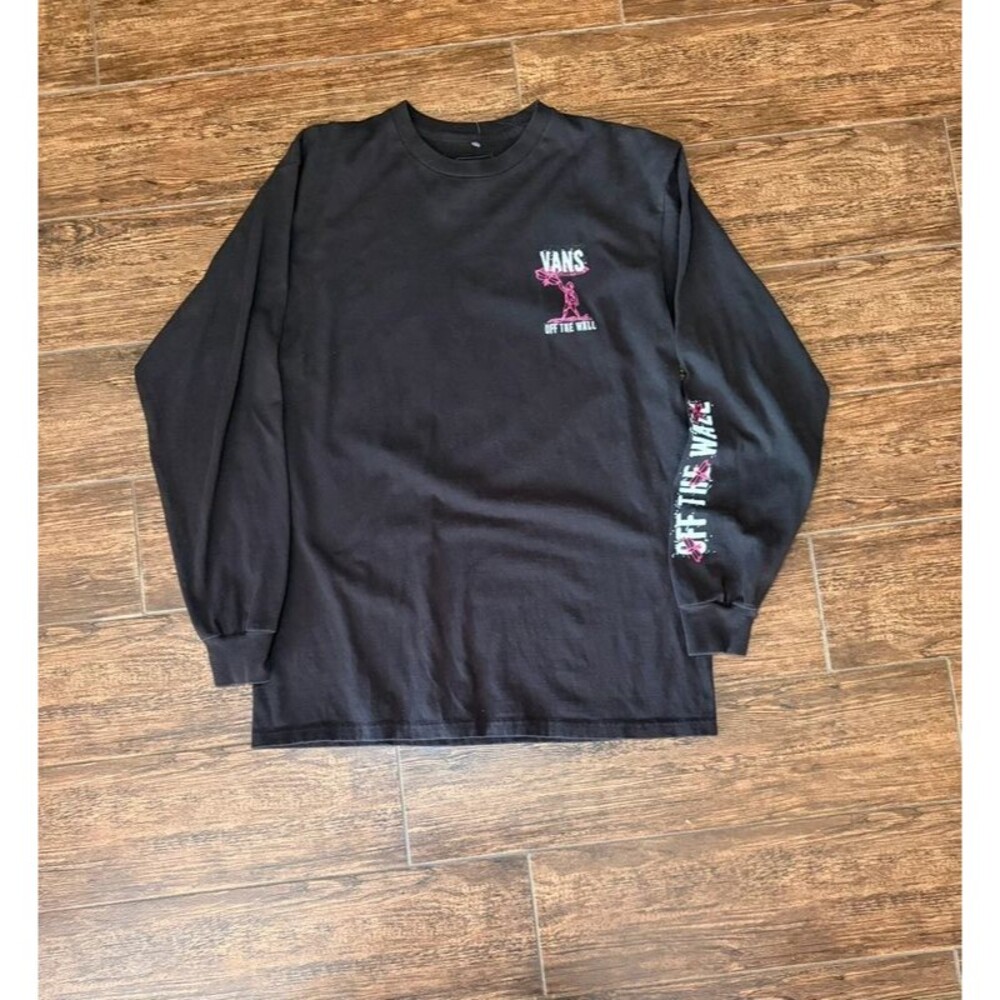 Vans Off The Wall Black Graphic Long Sleeve Tee - M